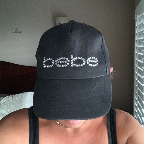 bebe Accessories - Bebe Black Cap Logo Rhinestone bebe Accessories - Bebe Black Cap Logo Rhinestone